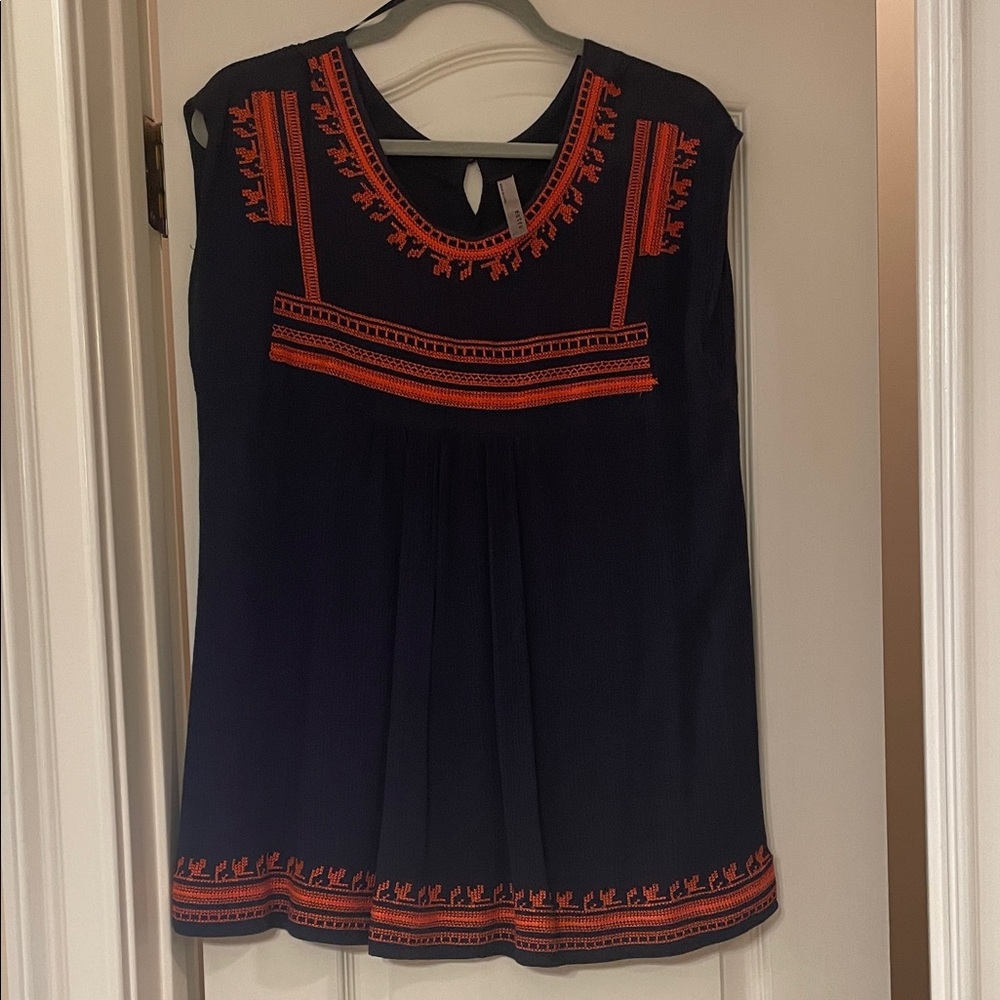 Entro Black Blouse with Red Embroidery